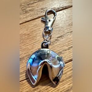 Silver Fortune Cookie Key Chain Trinket Box